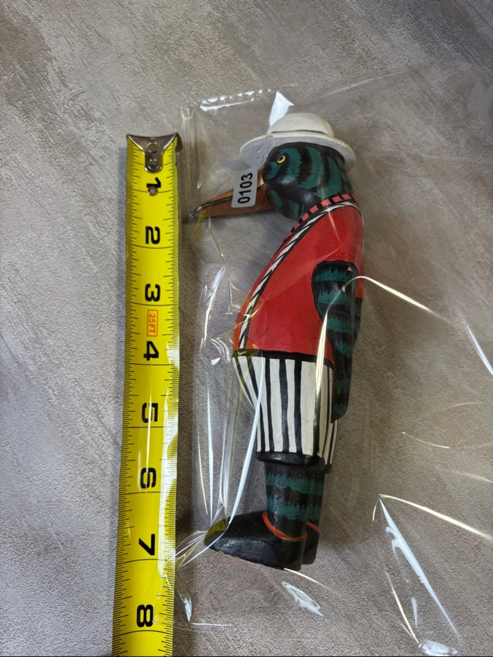Duck Man Hand-Painted Decorative Bird Figurine in Red, Green & White #103 - Picture 10 of 10